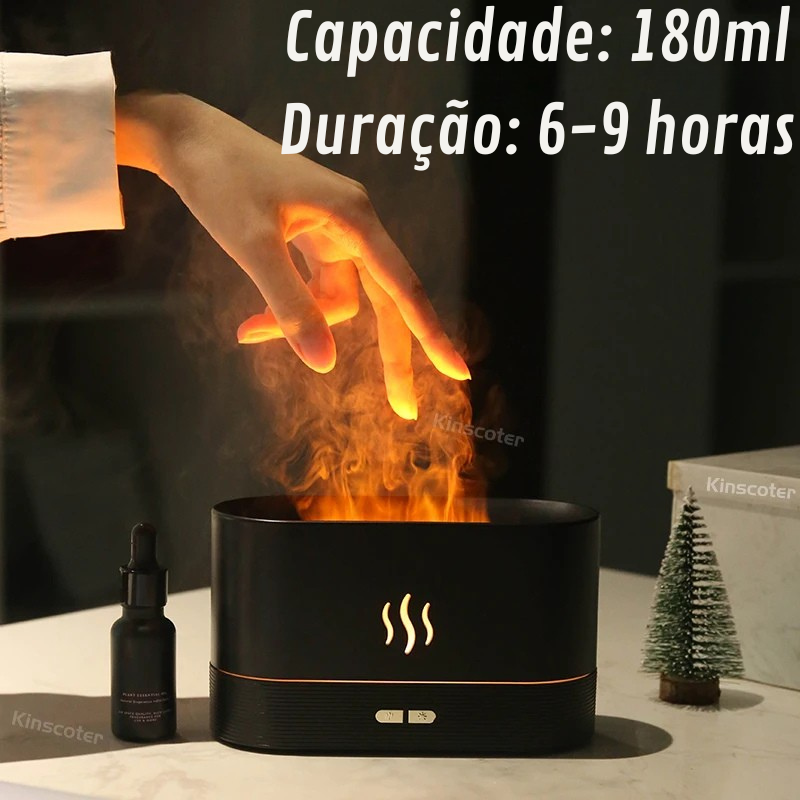 Difusor de Aromas USB com Efeito Chama RGB