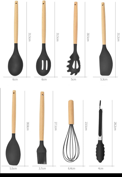 Conjunto de Utensílios de Cozinha em Silicone AJOYOUS