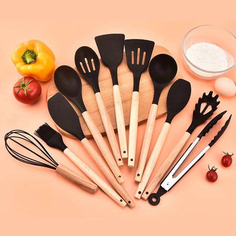 Conjunto de Utensílios de Cozinha em Silicone AJOYOUS