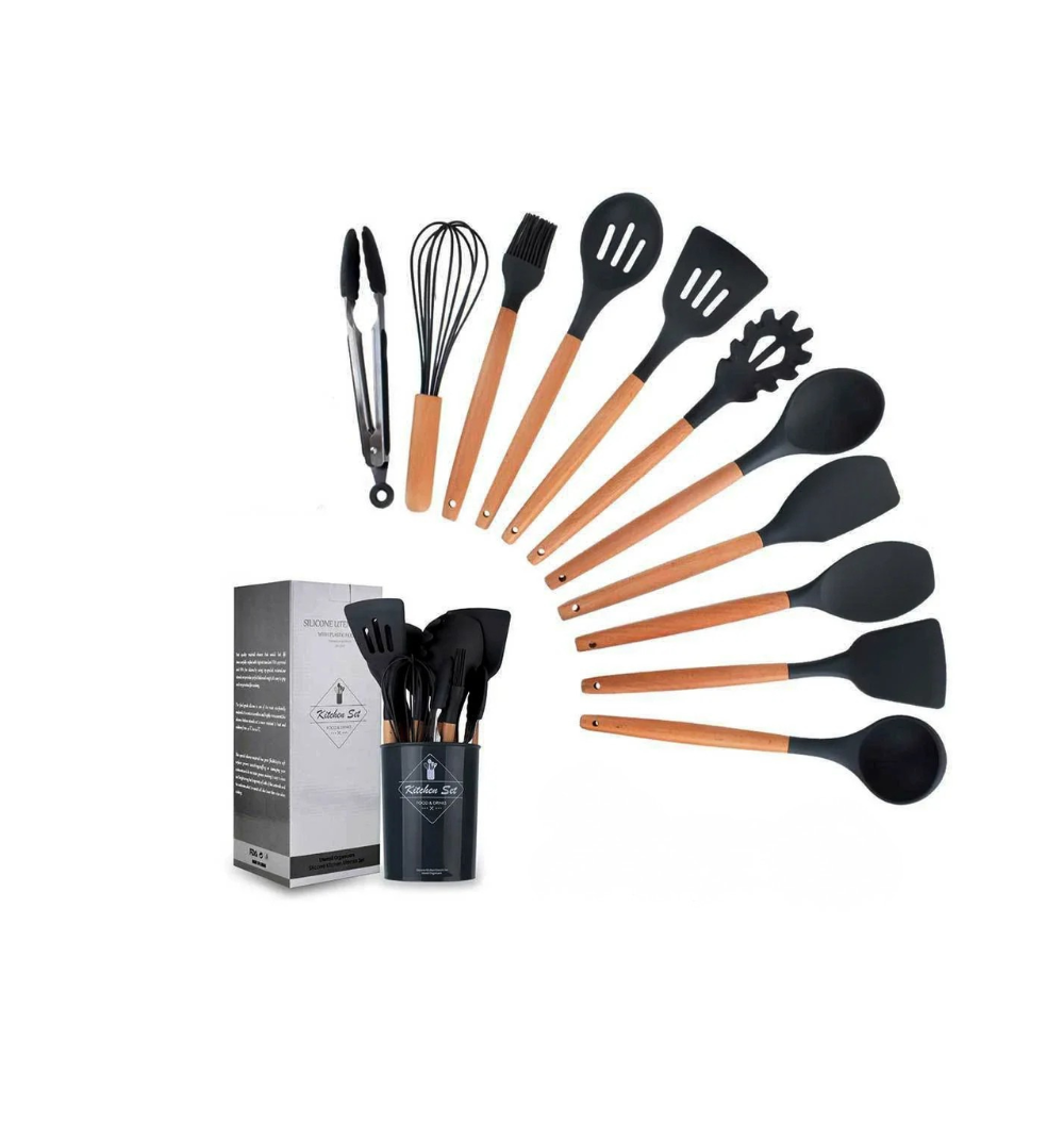 Conjunto de Utensílios de Cozinha em Silicone AJOYOUS
