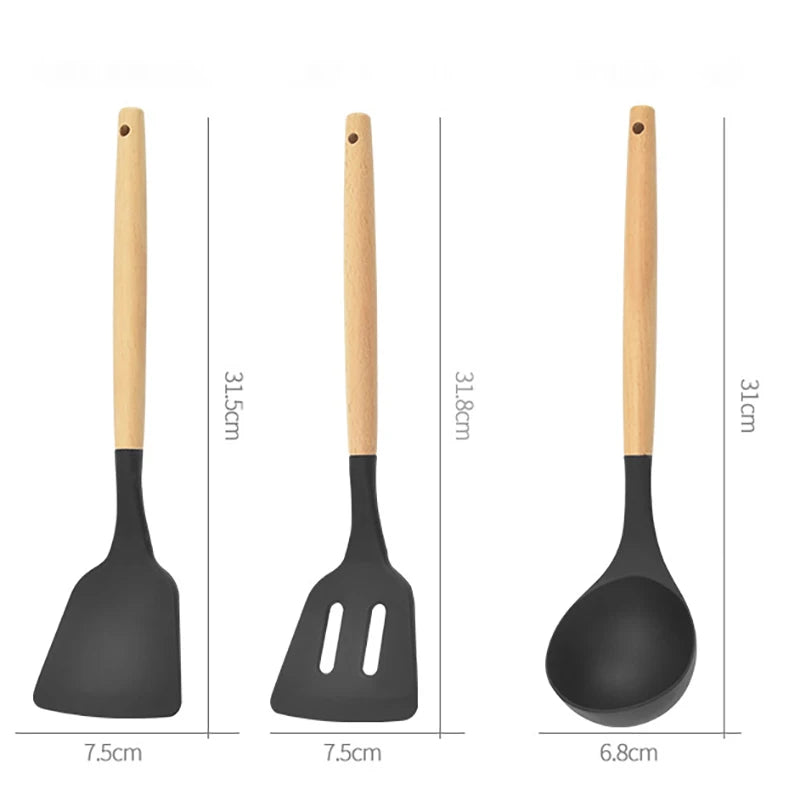 Conjunto de Utensílios de Cozinha em Silicone AJOYOUS