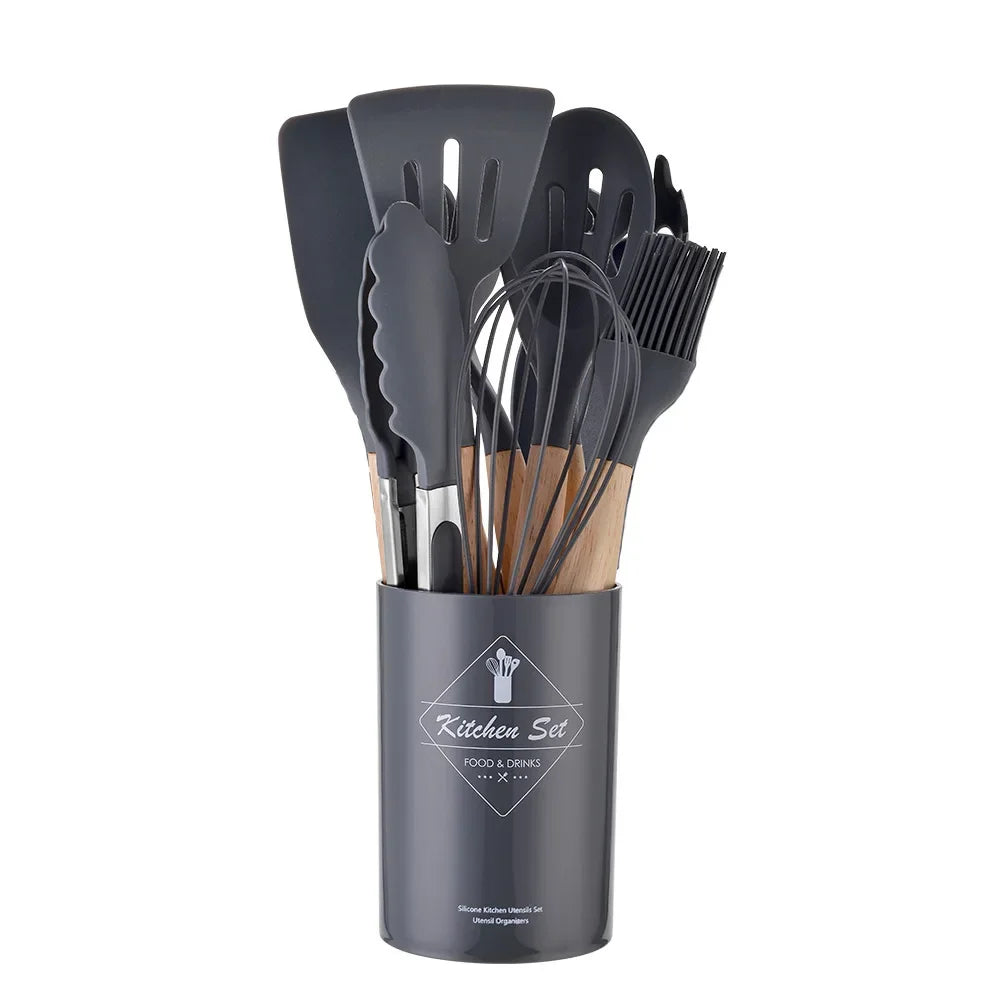 Conjunto de Utensílios de Cozinha em Silicone AJOYOUS